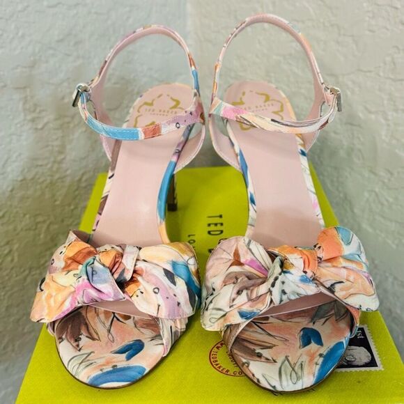 Ted Baker London Nestar Ankle Strap Heeled Sandal, Floral Multi, Size 9 NWT - Picture 4 of 16